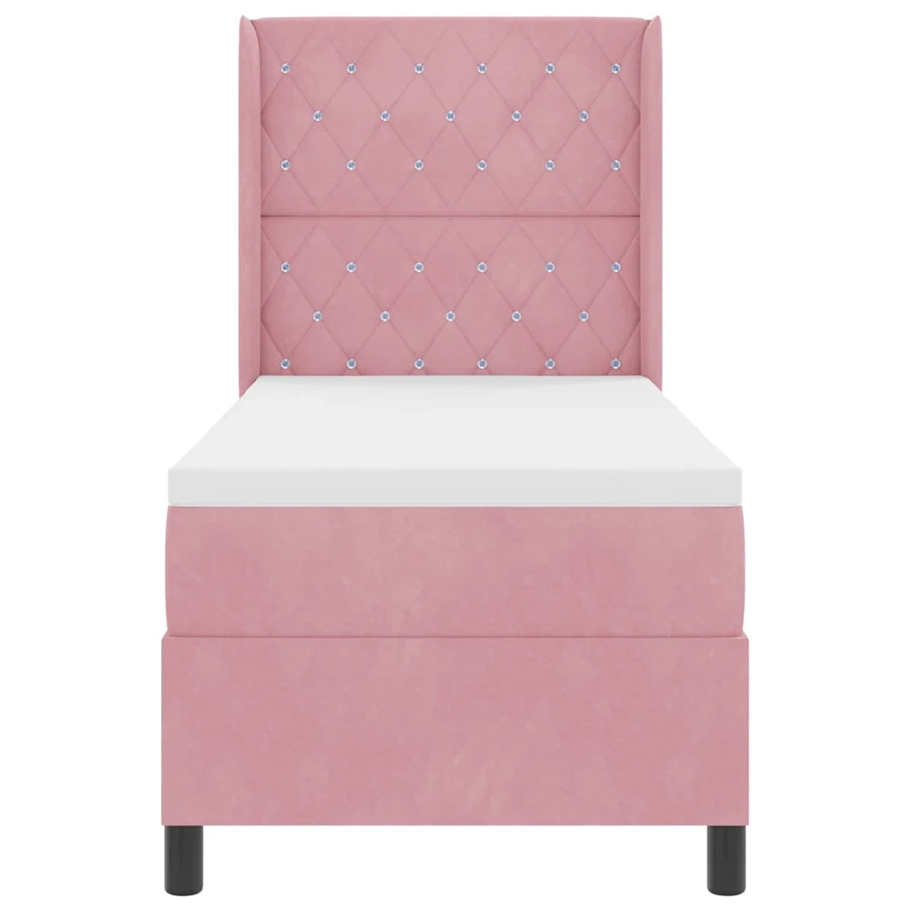 Letto a molle con testiera Rosa 80 x 200 cm Velluto 3341929