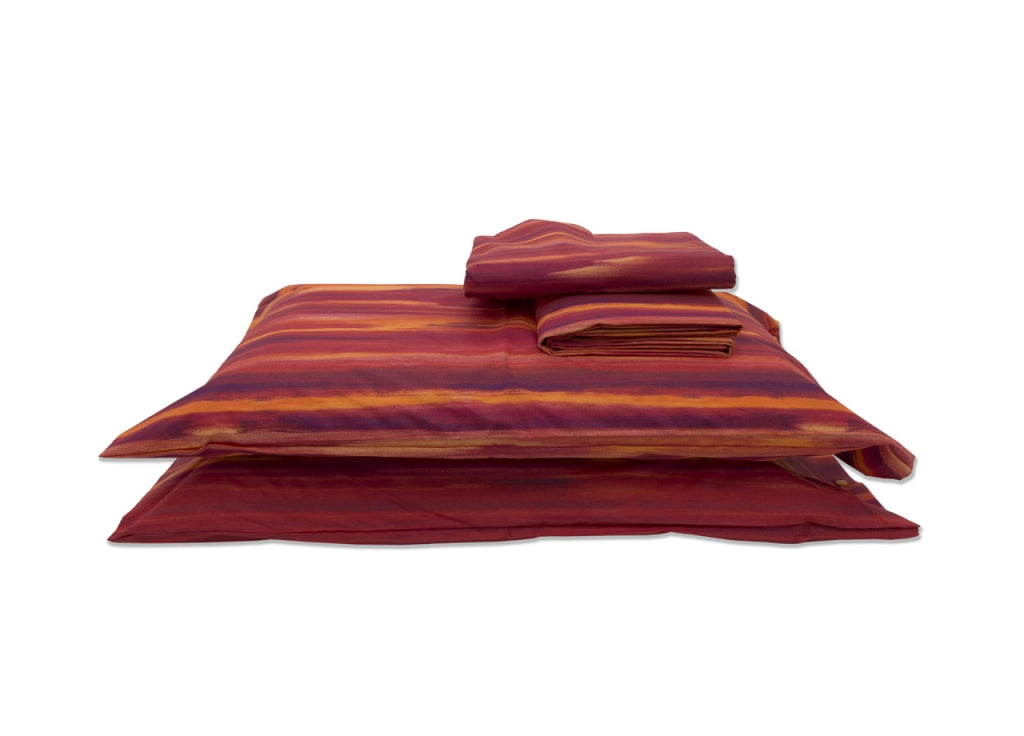 Copripiumino Sacco Piumone In 100% Cotone Disegno Laveno - Singolo - Arancio