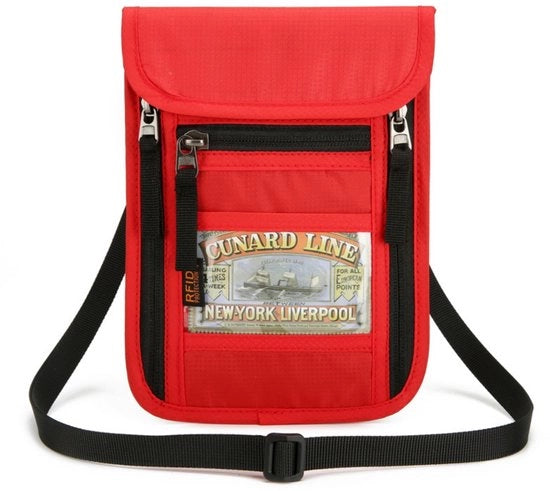 Borsa di viaggio - Antifurto RFID - Tasca ID - Blocco RFID - Portafoglio di viaggio - 3 tasche con chiusura a rasoio - Tasca ID con cinturino - Unisex - Impermeabile Oxford - Utilizzo quotidiano - 15,5 x 2 x 22 cm