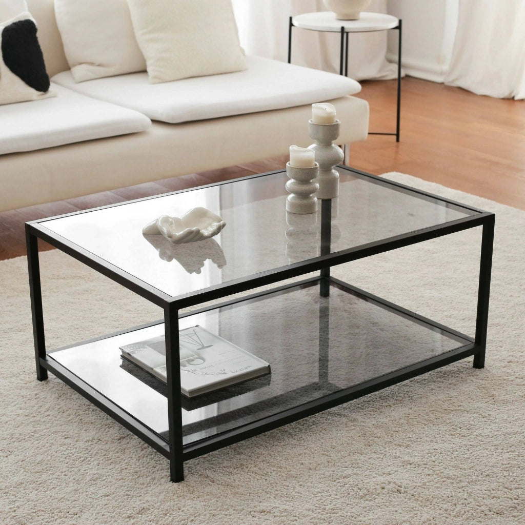 Mina, Tavolino da Salotto Portariviste, 90x60x40h cm Nero