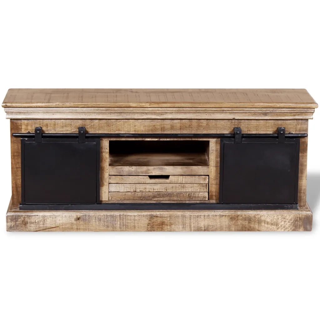 Mobile TV 2 Porte Scorrevoli Legno Massello Mango 110x30x45 cm 244019