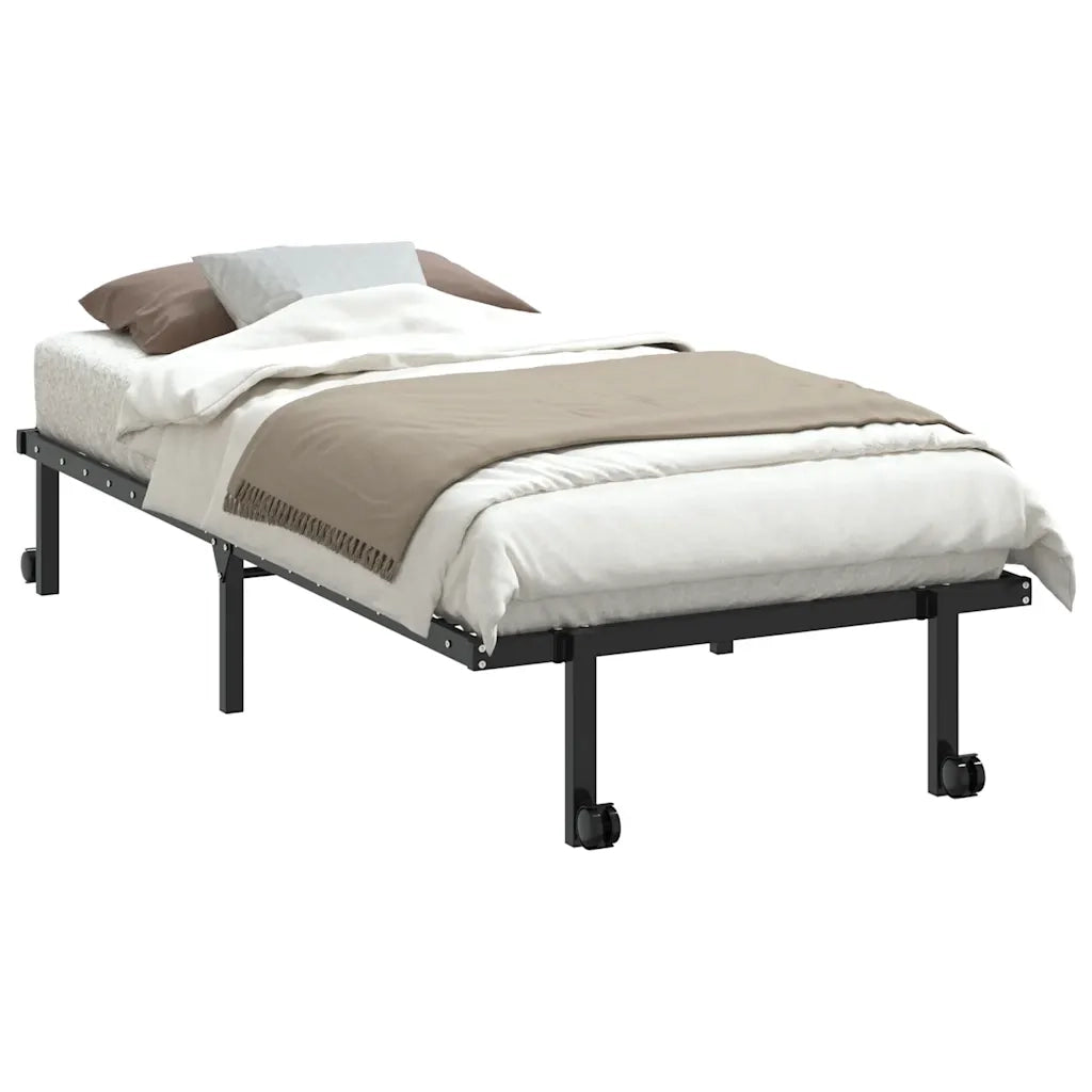 Giroletto senza Materasso Pieghevole Nero 90x190 cm in Acciaio 4103959