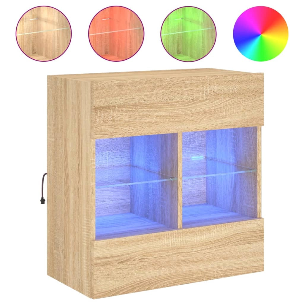 Mobile TV multimediale mensola TV credenza mobile TV sala da pranzo soggiorno parete attrezzata per camera da letto con luci LED rovere Sonoma 58,5 x 30 x 60,5 cm marrone 02_0028019