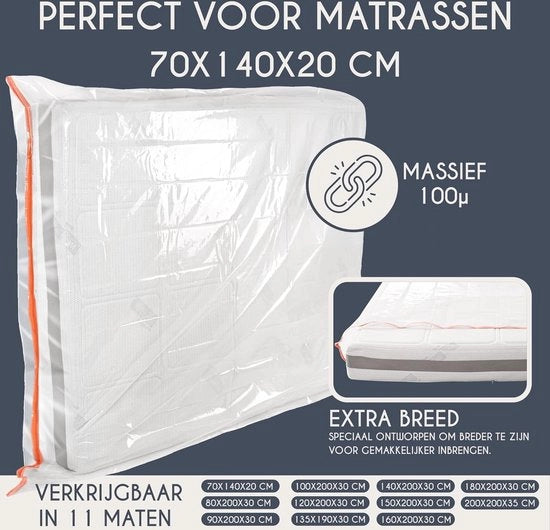 Matrashoe 70x140 cm (Altezza 20 cm) - Proteggi il tuo materasso - Perfetto per la conservazione, il trasporto - Con cerniera