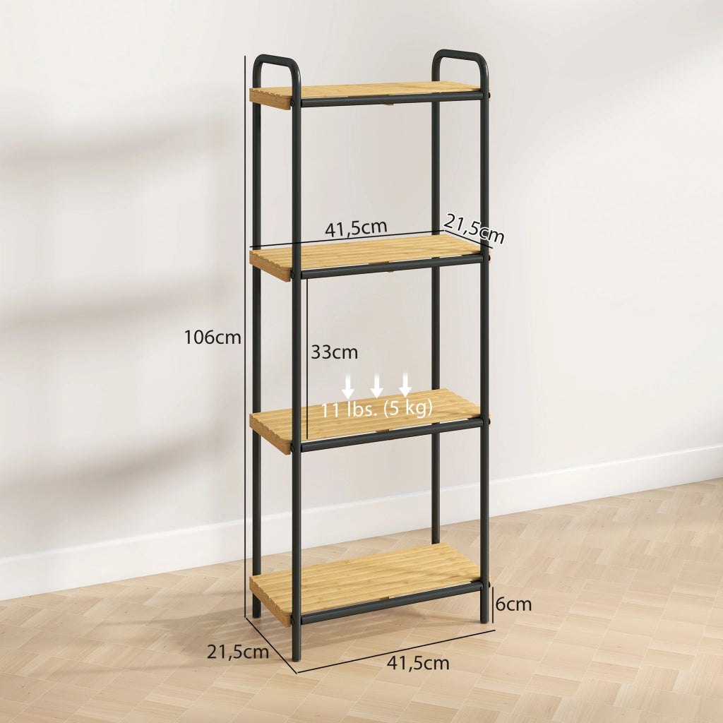 Scaffale Bagno Bamb¨´ 4 Ripiani Aperto ¨C zephmum ¨C 41.5x21.5x106 cm Naturale