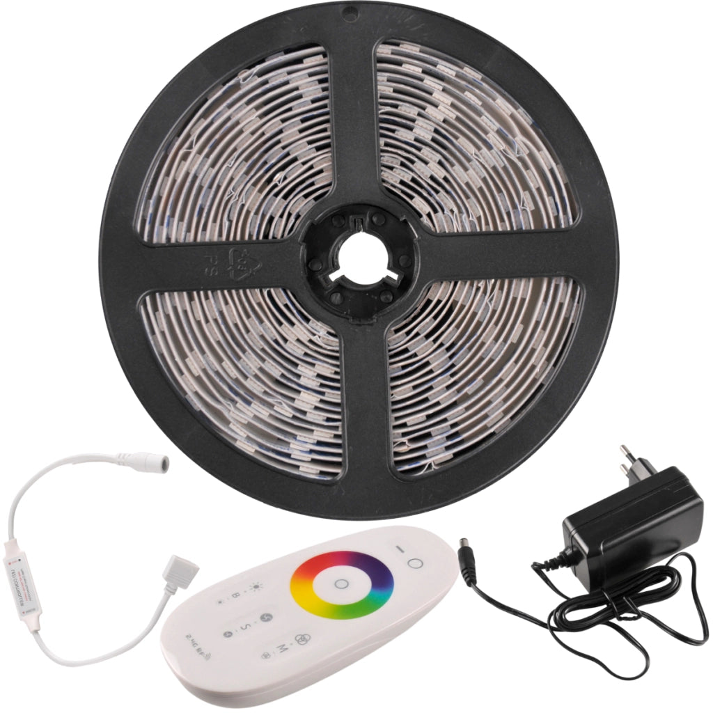 Kit Striscia LED RGB+4000K 5m 24V IP20 con telecomando Polux