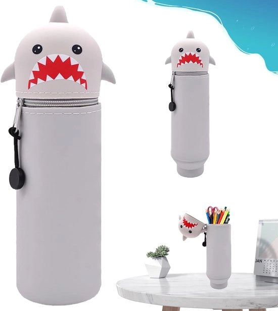 Etui in silicone per telefono cellulare da 2 in 1, design haï con effetto cartoon, per studenti e adolescenti