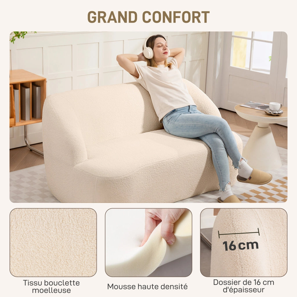 Divano 2 posti tessuto bouclette beige ¨C zephmum ¨C 142 cm
