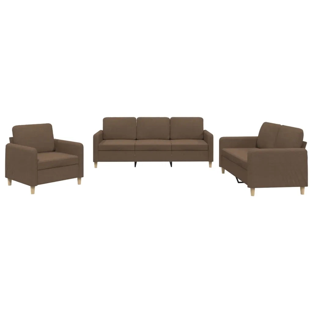 Set di Divani 3 pz con Cuscini Marrone in Tessutocod mxl 107204