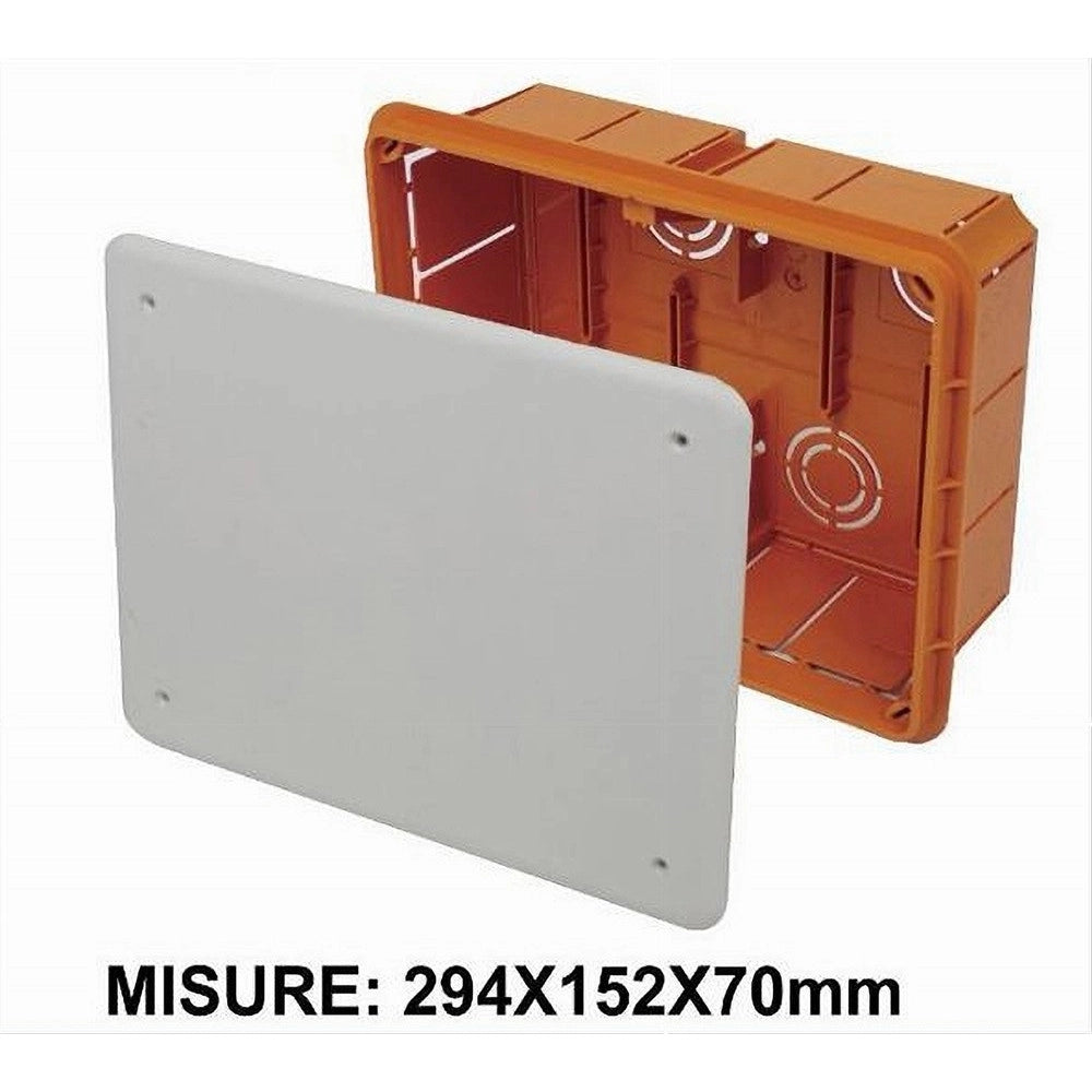 Trade Shop - Cassetta Di Derivazione Da Incasso Muro Con Coperchio E Viti 294x152x70mm 27008 -