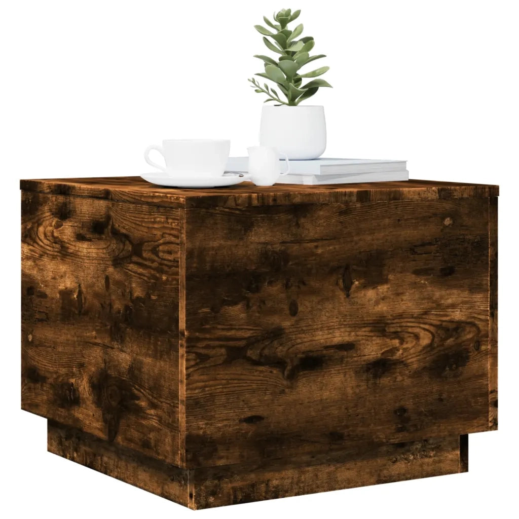 Tavolino da Soggiorno con Luci LED Rovere Sonoma 50x50x40 cm 839872