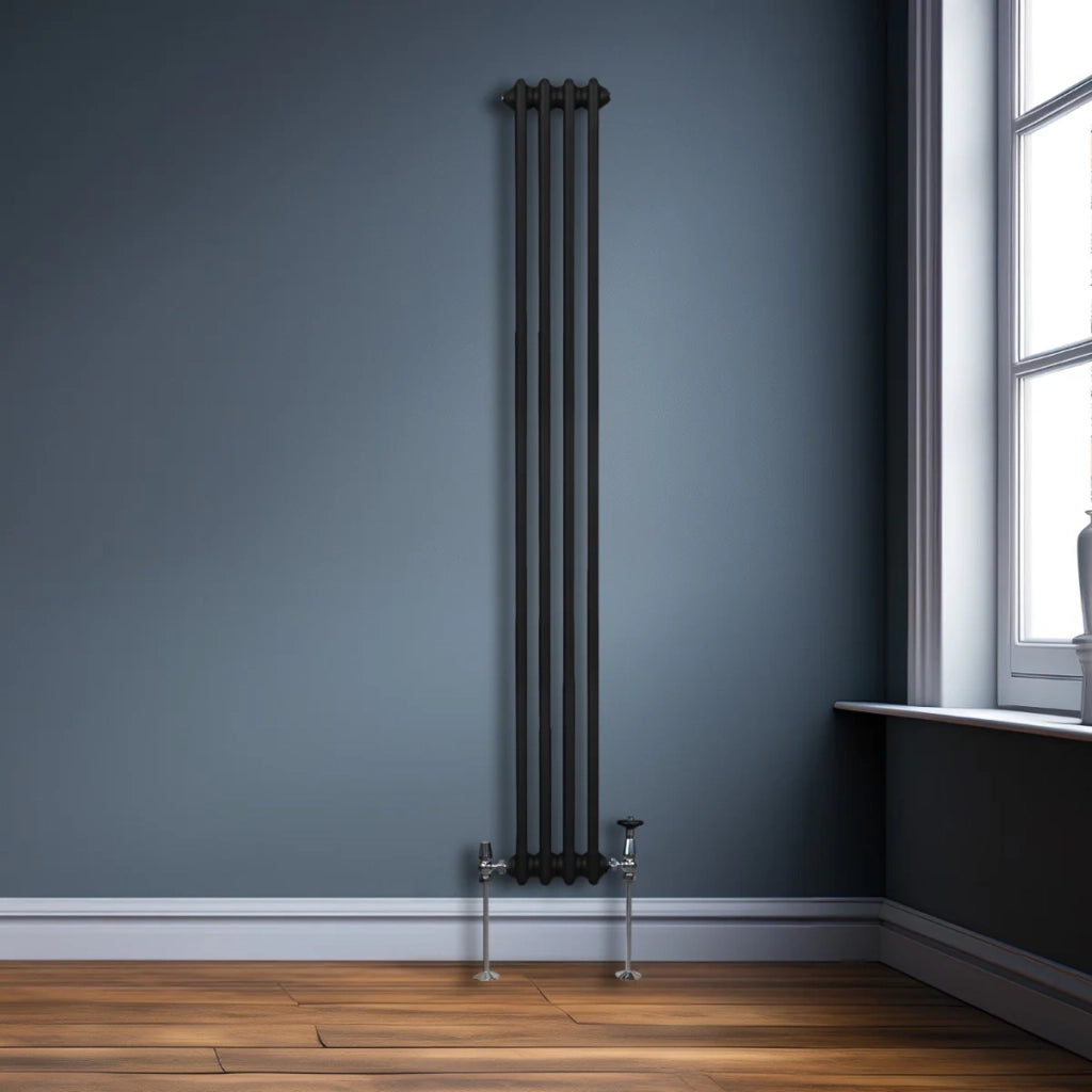 Termosifone Radiatore a 3 colonne per riscaldamento centralizzato verticale Nero 180x20cm