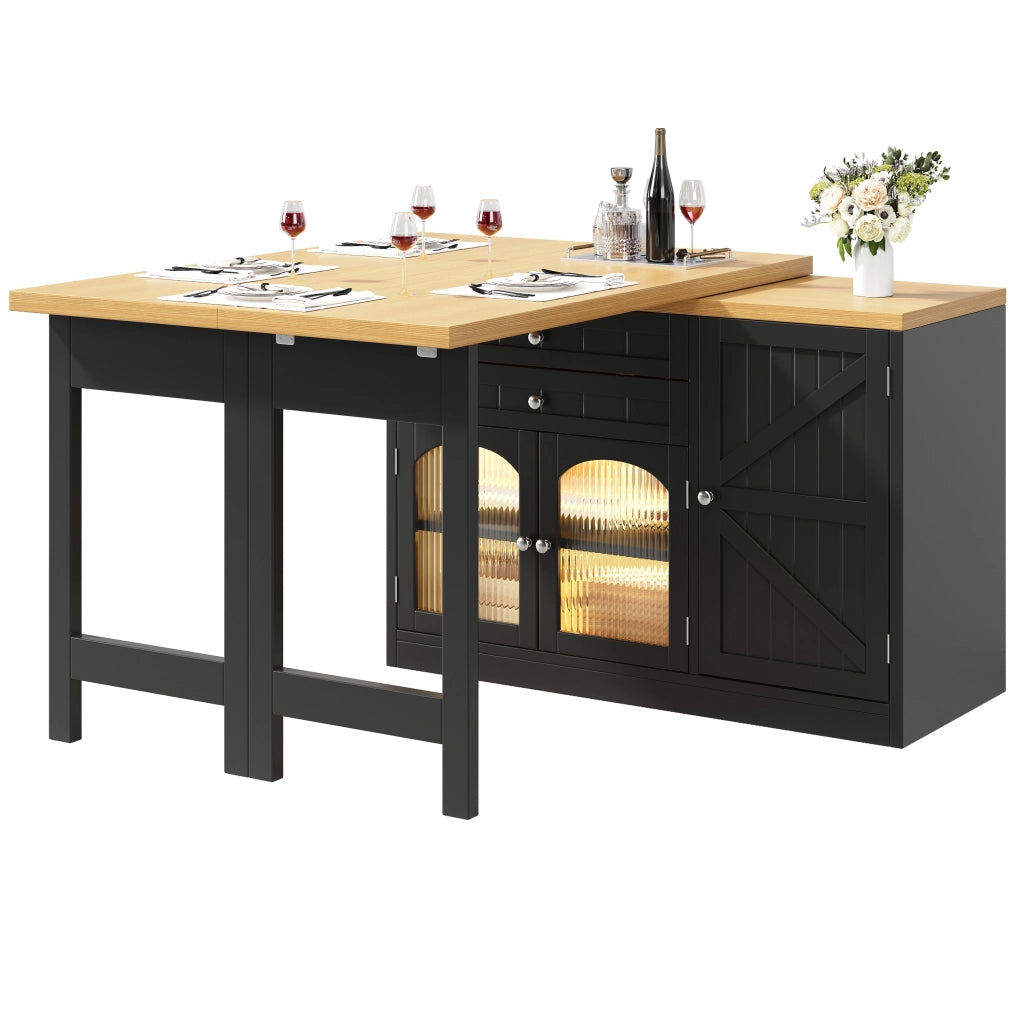 TAVOLO da cucina estensibile girevole 120-194 cm MDF nero