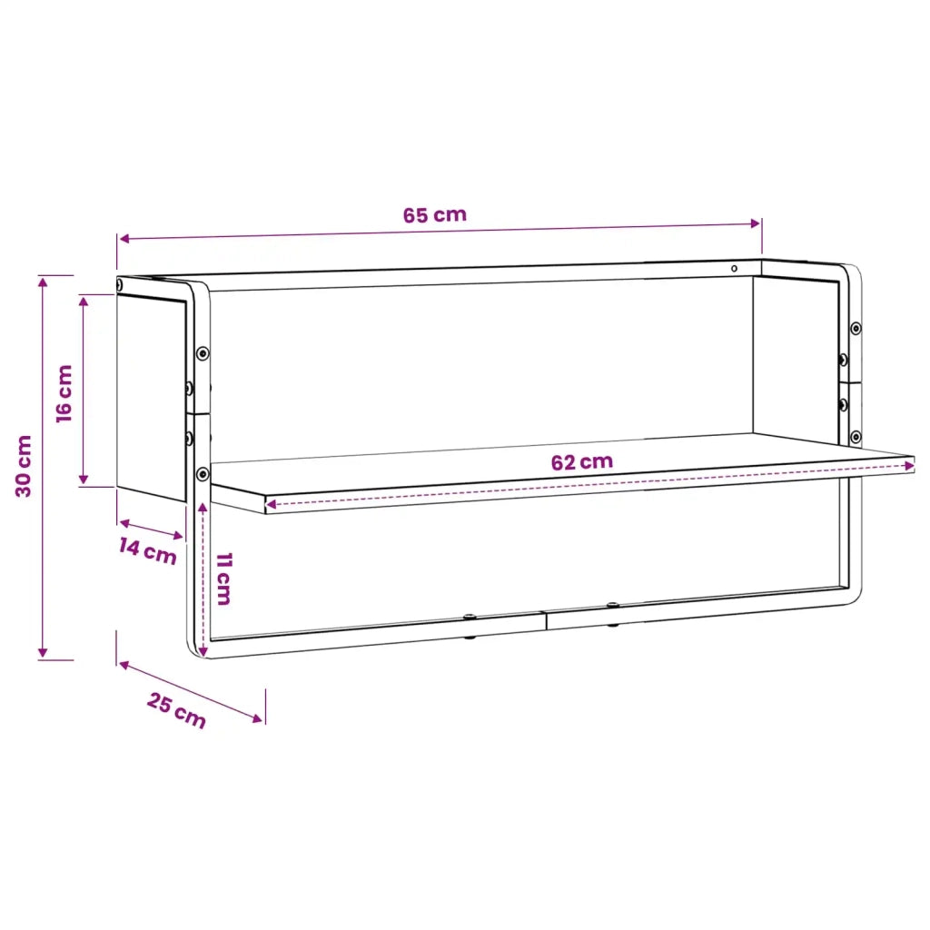 Scaffale da parete A parete Rovere artigianale 65 x 25 x 30 cm 8010908