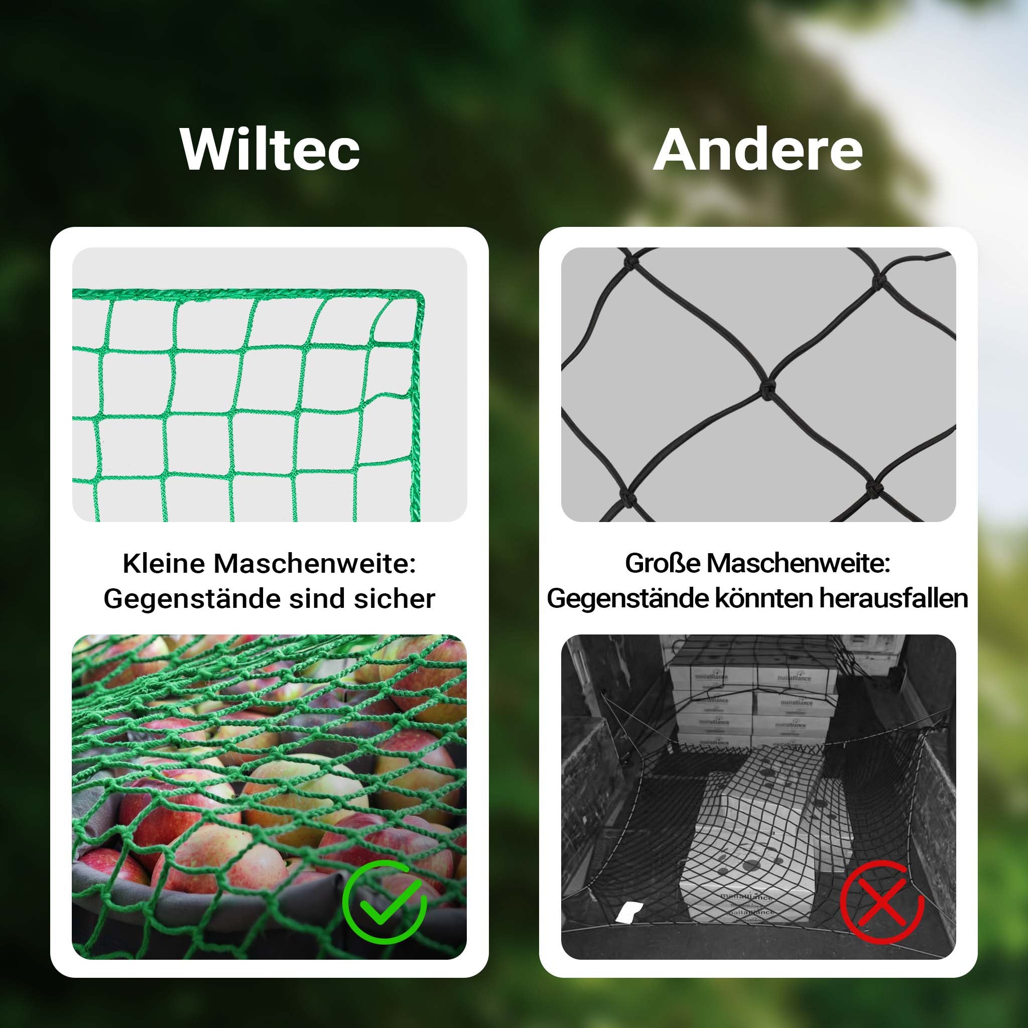 Rete ferma carico per trasporto su rimorchio 5 x 3 m maglie 45x45 mm Rete di sicurezza