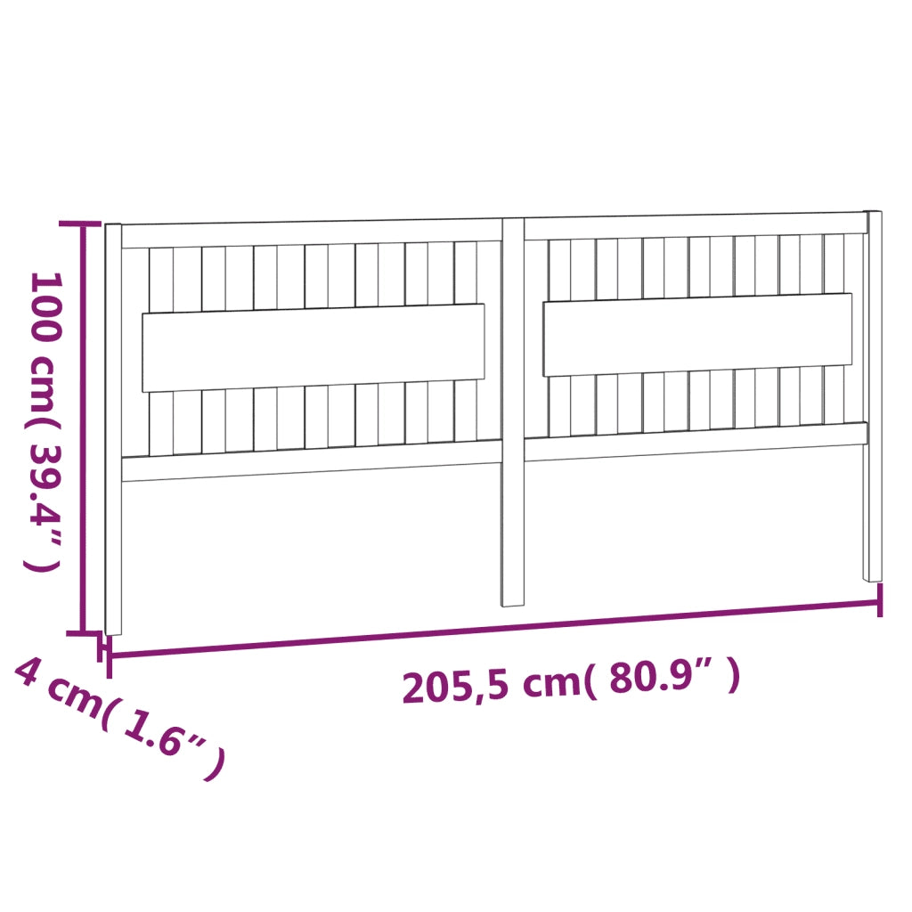 Testiera per Letto-Testata-Testiera Decorativa Bianca 205,5x4x100 cm Legno Massello di Pino 406379