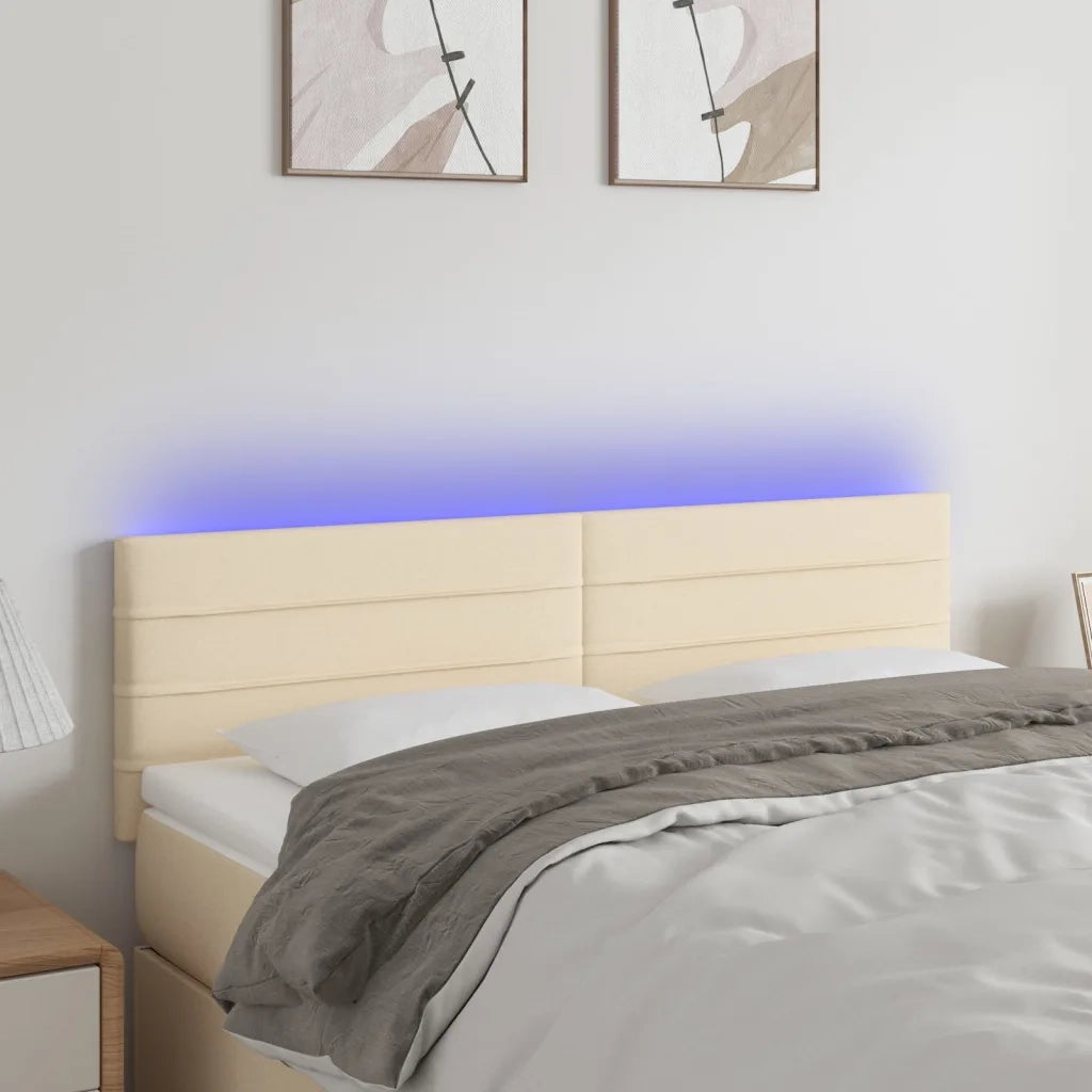 Testiera | Testata a LED Crema 144x5x78/88 cm in Tessuto