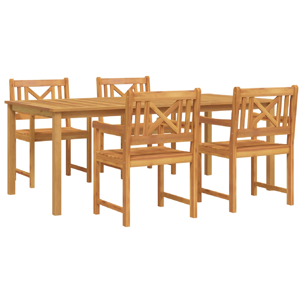 Set da Pranzo da Giardino 5 Pezzi in Legno Massello di Acacia