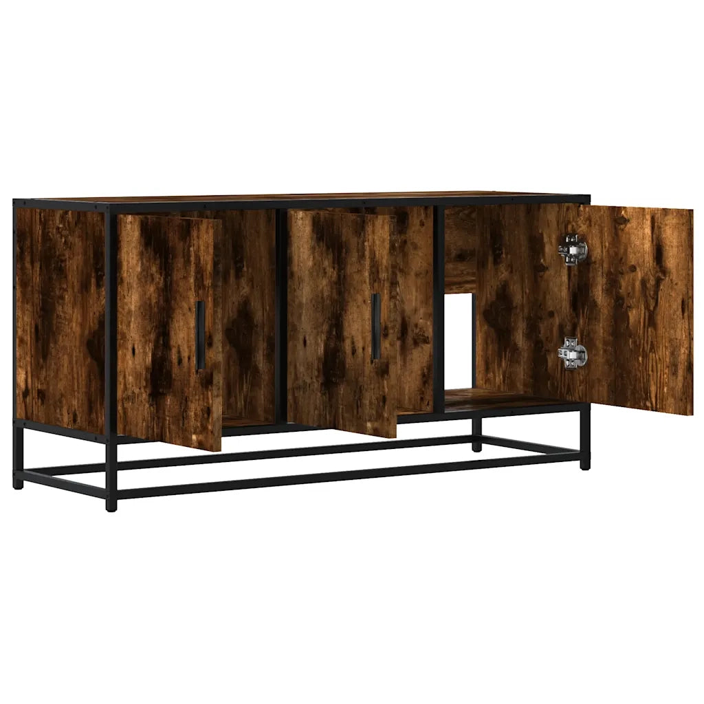 vidaXL Mobile TV Rovere Fumo 100x35x50 cm Legno Multistrato e Metallo