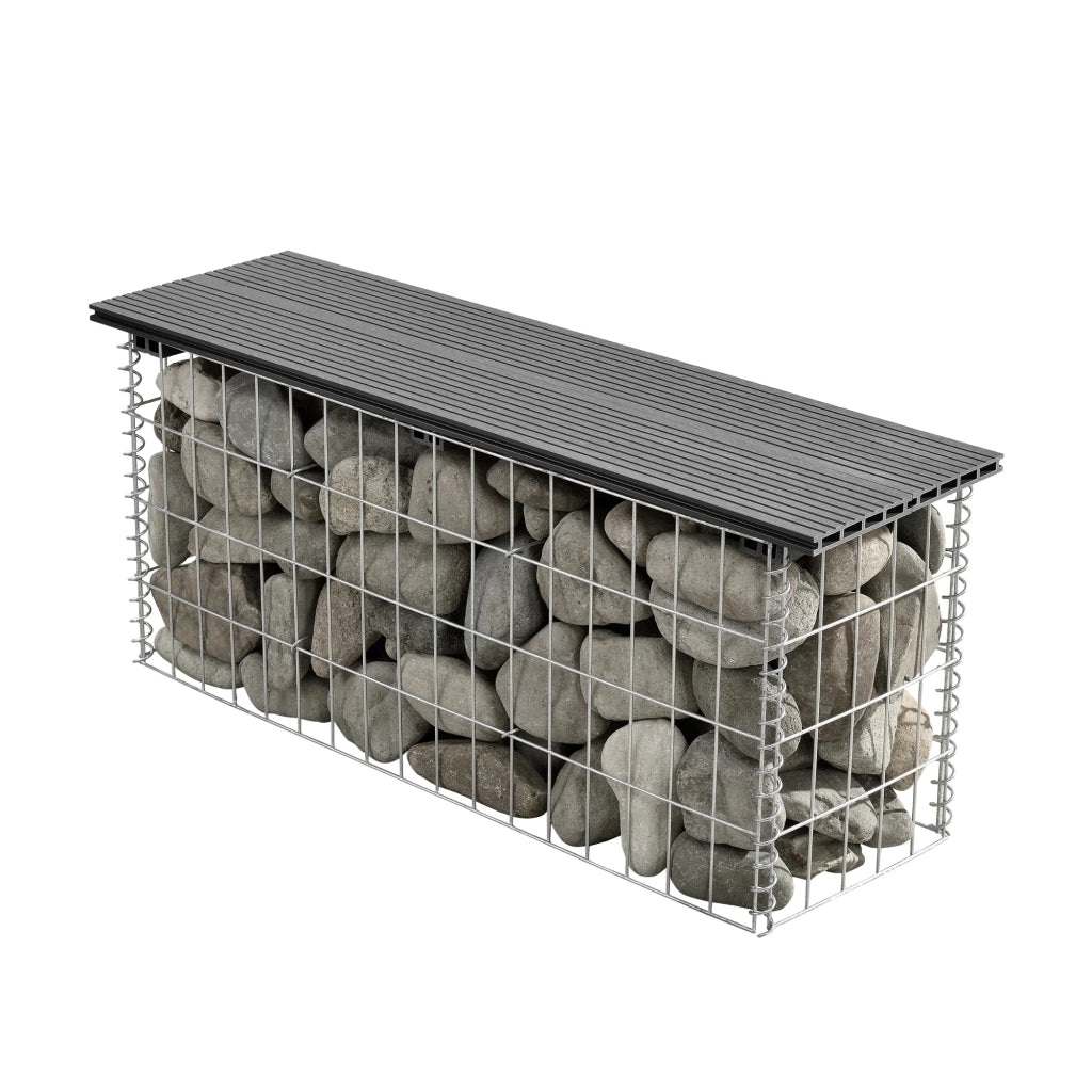 Panchina da giardino in gabbione 100 x 30 x 5 cm grigio 03_0006440