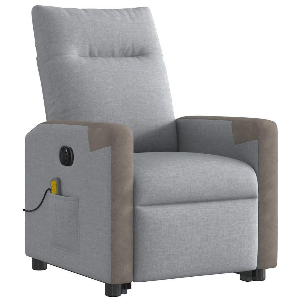Poltrona Alzapersona Massaggi Elettrica Grigio Chiaro Tessuto 3324105