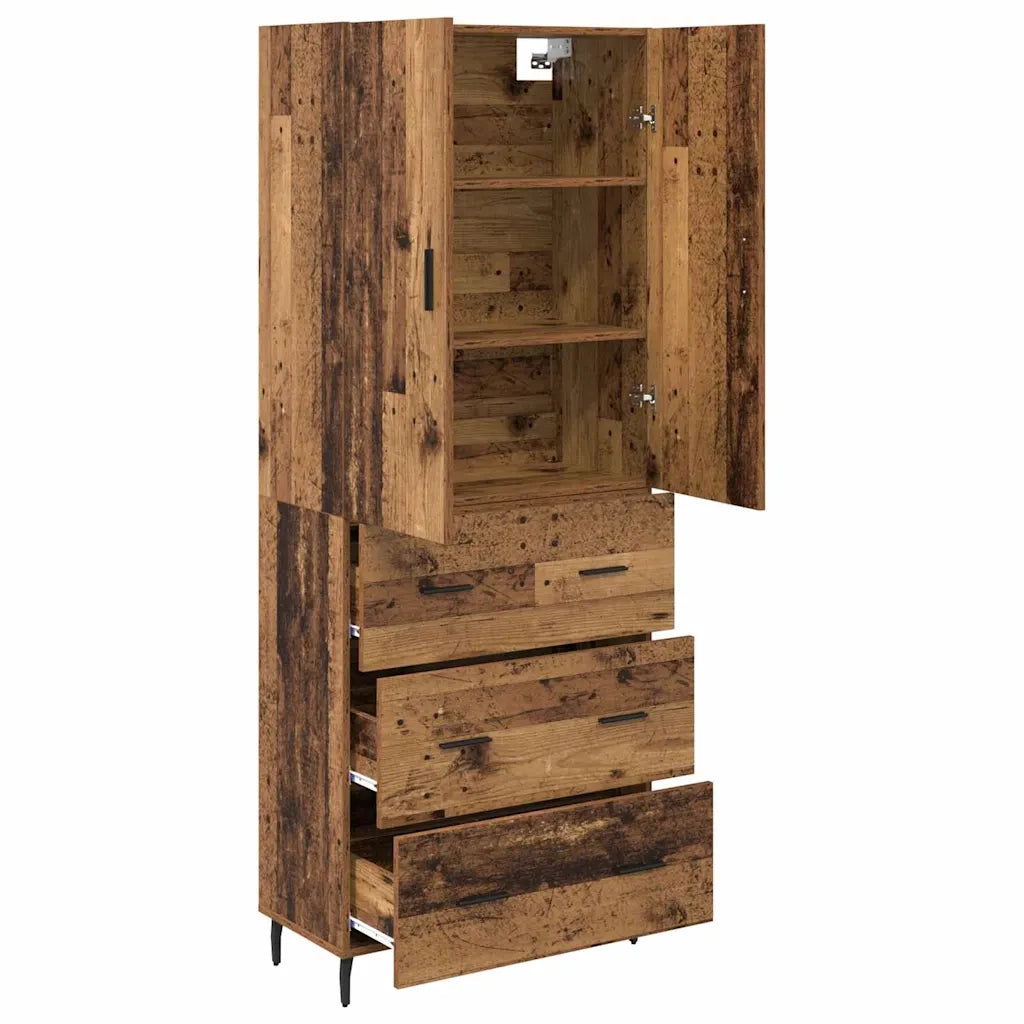 Credenza 2 pz | Madia | Buffet da pranzo | Armadio da pranzo Legno vecchio Legno Stratificato e Vetro