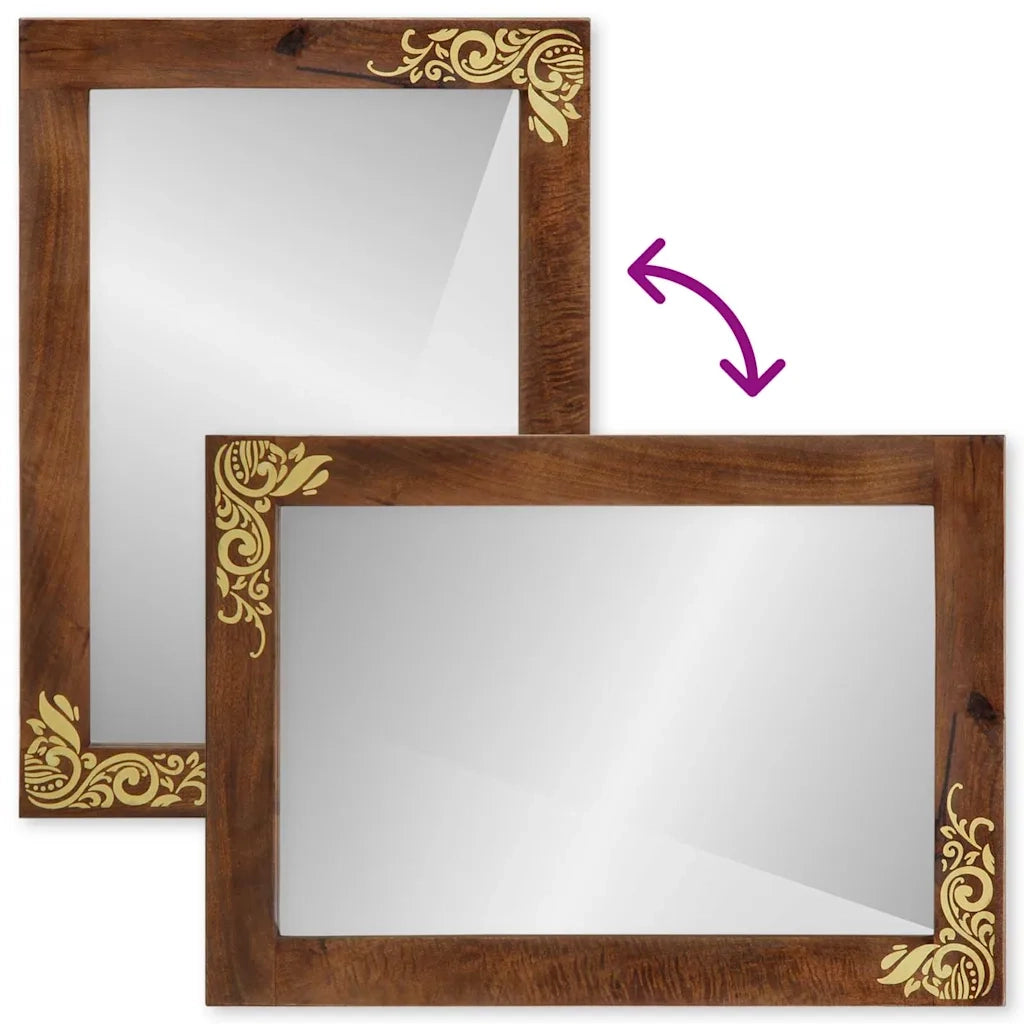 Specchio da bagno con specchio Marrone miele 70 x 50 x 2,5 cm 4018767