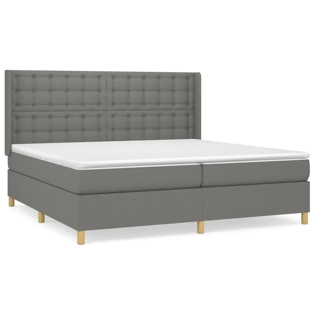 Giroletto a Molle con Materasso Grigio Scuro 200x200 cm Tessuto 3132338