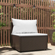 Divano Centrale da Giardino con Cuscini-Sofa Modulare-Divanetto da esterno in Polyrattan Marrone 131429