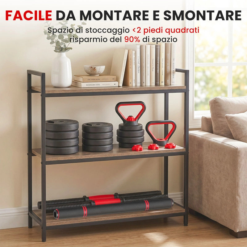 Set Manubri Regolabili 4 in 1 Multifunzionale, Trasformabile in Bilanciere Kettlebell Supporto Flessioni, Dadi Blocco Sicuro, Risparmio Spazio