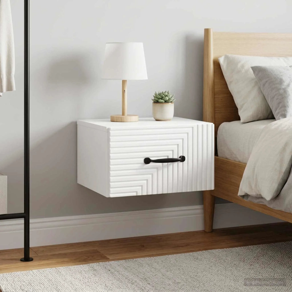 Mobiletto da notte a muro 2 pcs Bianco Lucido 34,5 x 33 x 20 cm 898604