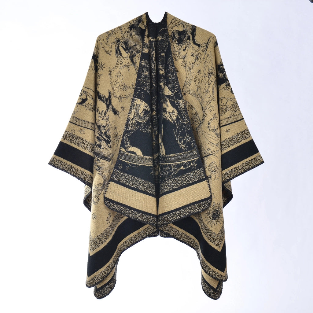 Nuovo scialle/sciarpa reversibile in jacquard stampato, scialle double-face in cashmere