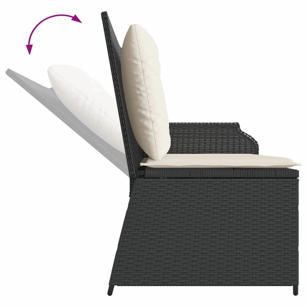 Panchina da giardino con cuscino Nero e Bianco Crema polyrattan 3394440