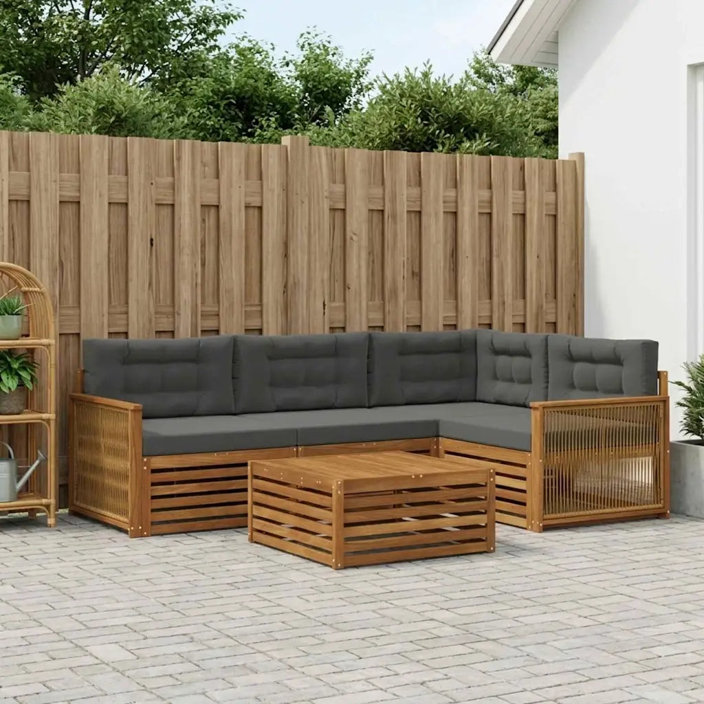 Set di divani da esterno con cuscino 5 pcs Naturale e Antracite 3383330