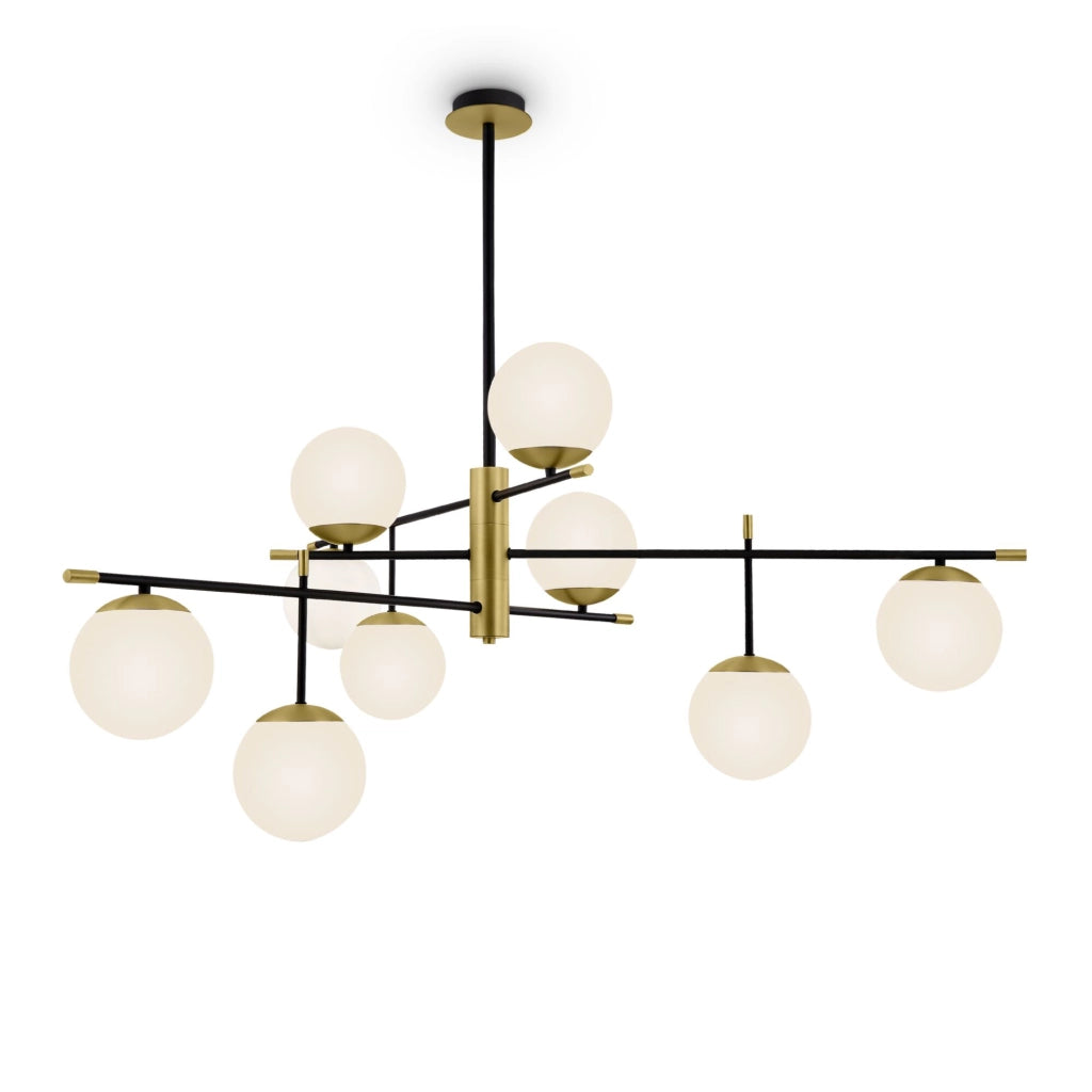 Maytoni lampadario contemporaneo Nostalgia 9 luci E14 oro opaco metallo vetro diffusori bianchi