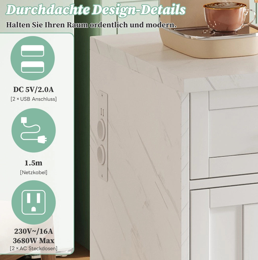 Isola da cucina 120x60x91 cm con prese USB e bancone bar