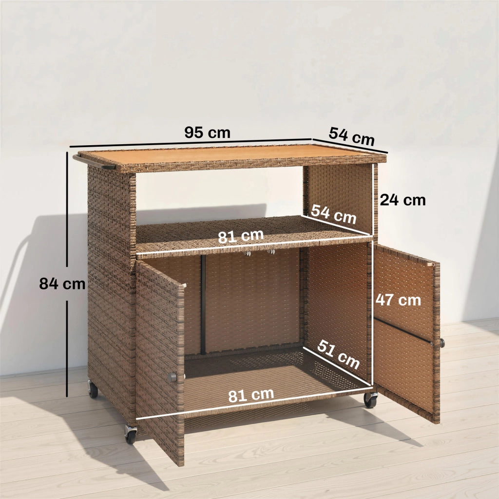Carrello da cucina Rattan ¨C zephmum ¨C Legno di Eucalipto FSC 95x54x84 cm