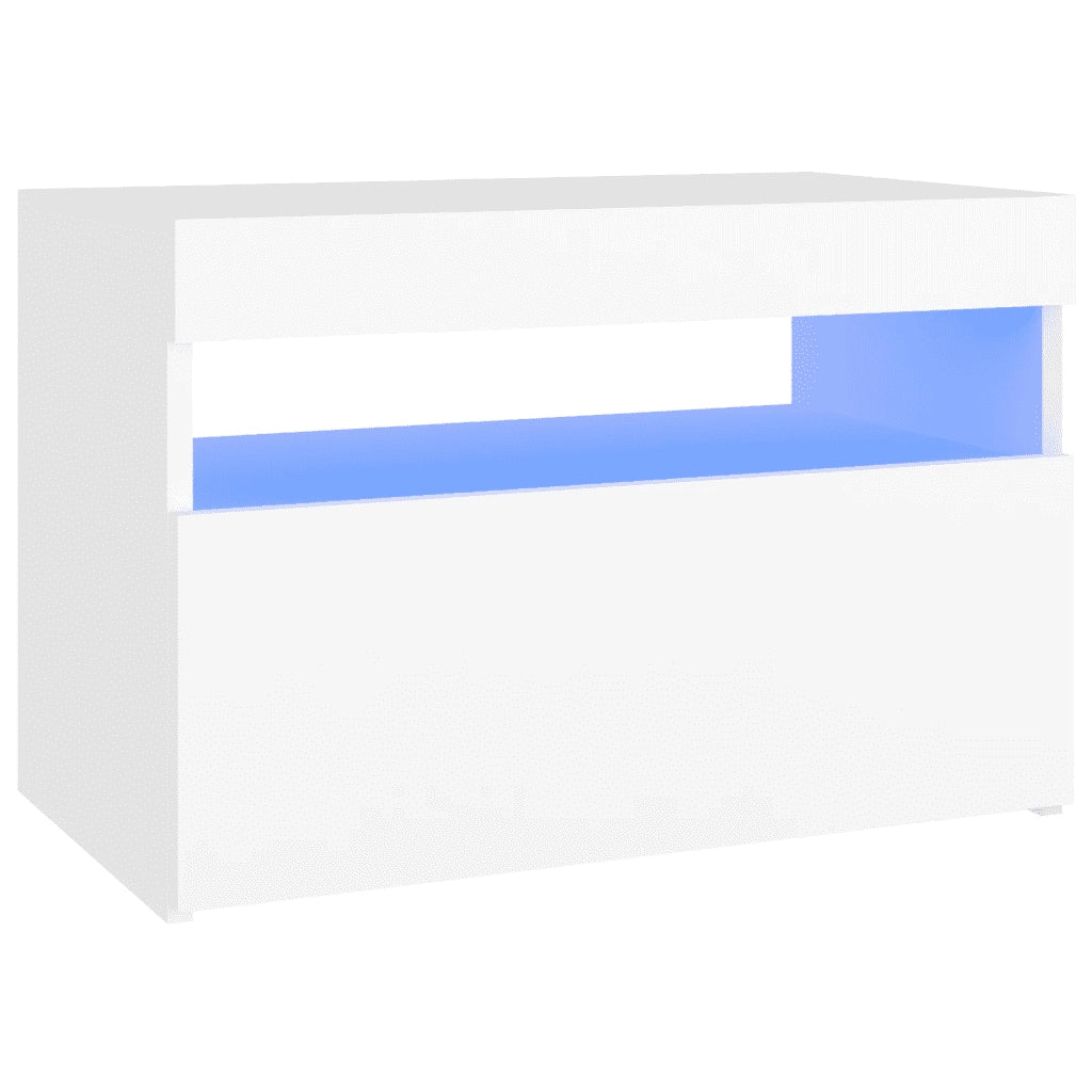 Comodino e Luci LED Bianco 60x35x40 cm in Legno Multistrato 3082774