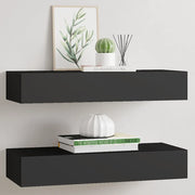 Scaffali con Cassetti da Parete 2 pz Neri 60x23,5x10 cm MDF cod mxl 33598