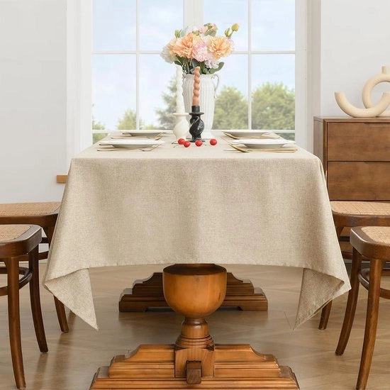 Tavolo quadrato impermeabile per 4 a 6 posti - stile lino - interno ed esterno - senza pieghe - lavabile - uso quotidiano - 140x180cm