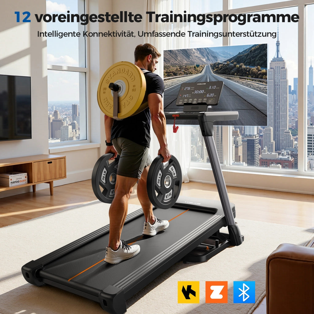 Tapis roulant pieghevole YOSUDA ¨C zephmum ¨C 1-14 km/h, 18% pendenza, 172 kg, HD-Display, Bluetooth