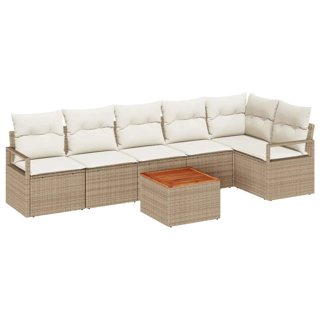 Set Divano da Giardino 7 pcs Beige e Crema polyrattan 3356384