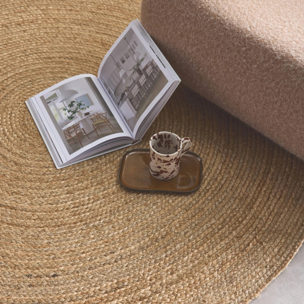 Tappeto rotondo in juta da interno 120 cm naturale | sweeek
