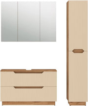 Set di mobili da bagno Lotta, Rovere/cashmere a righe, 3 parti