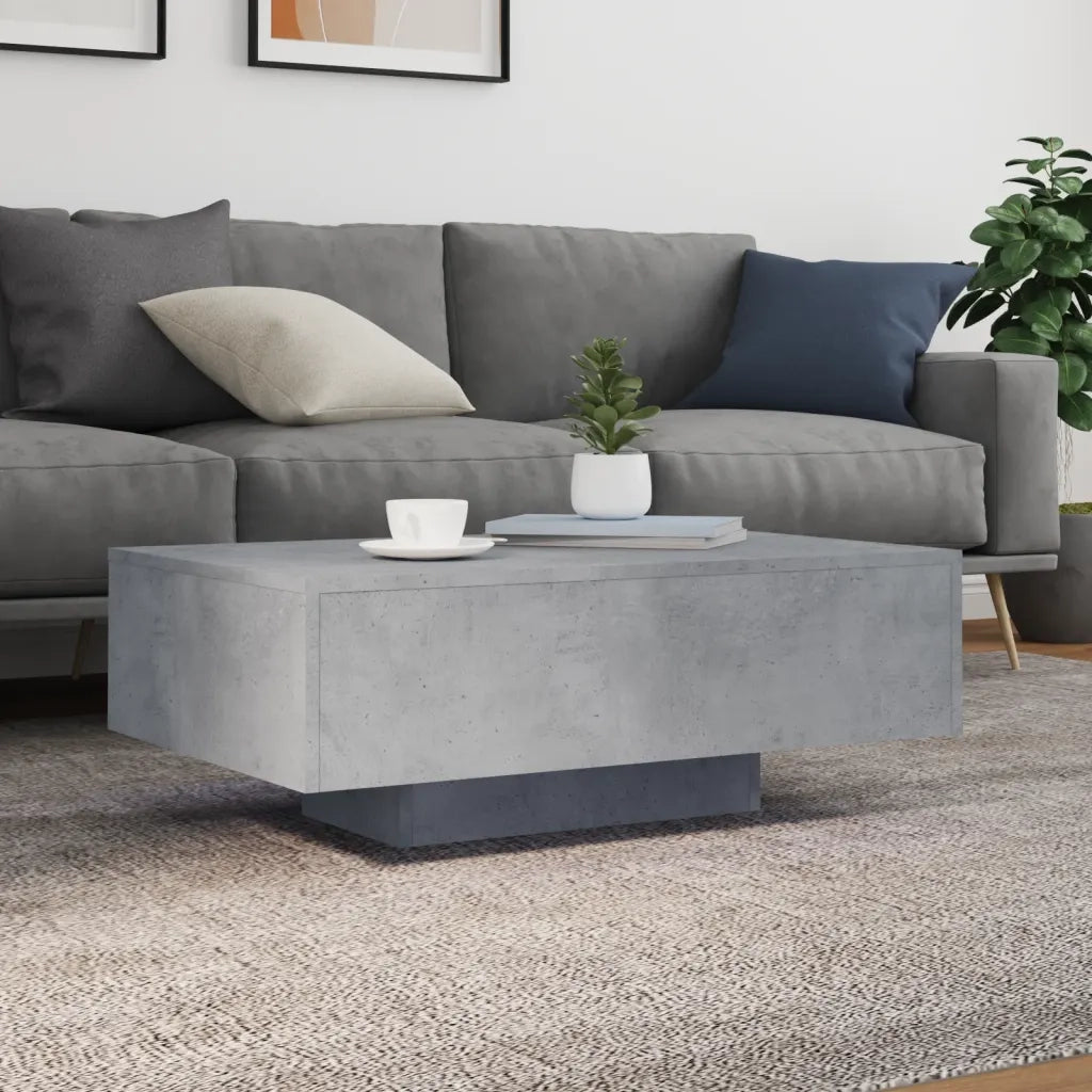 Tavolino da Soggiorno con Luci LED Grigio Cemento 85x55x31 cm 836612