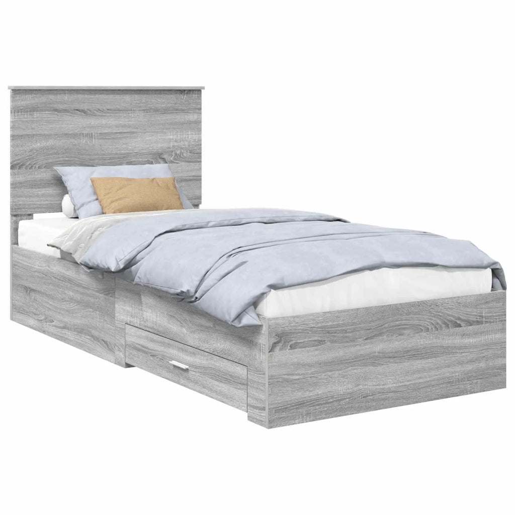 Struttura del letto con testiera Grigio Sonoma 100 x 200 cm