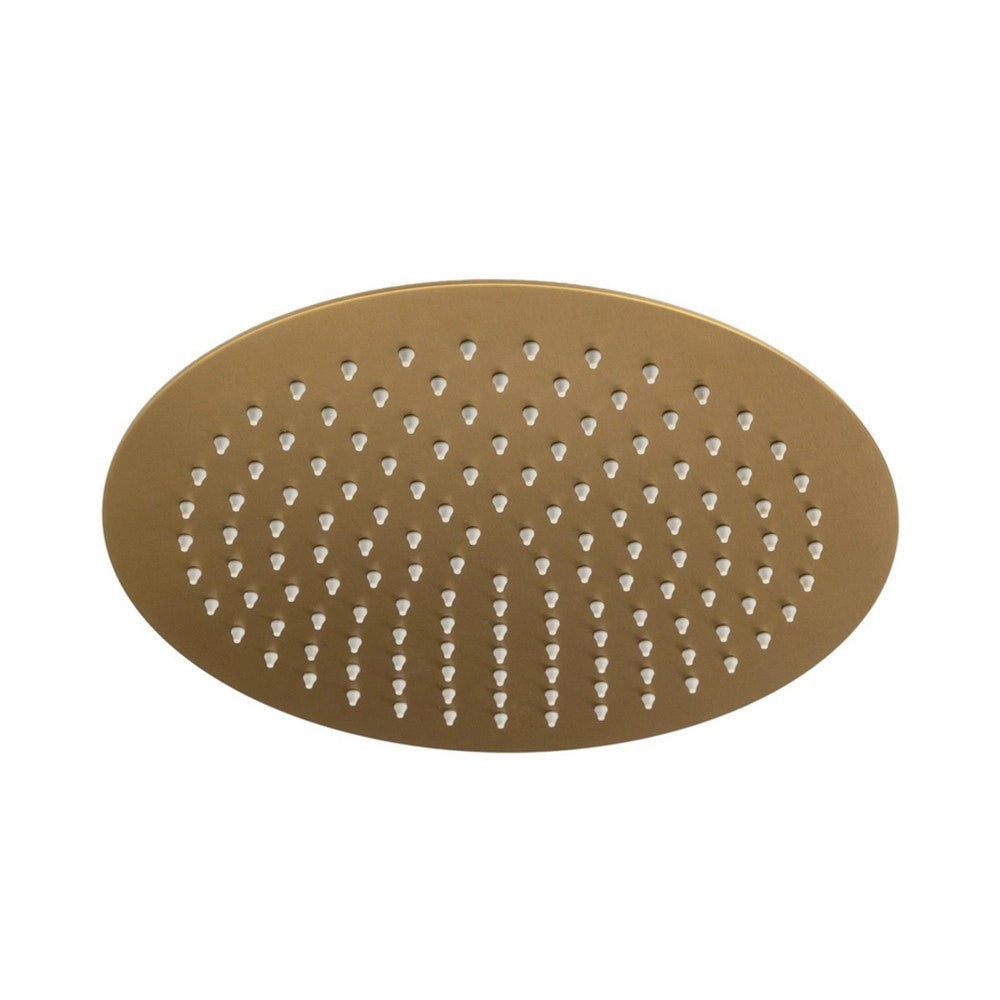 Trade Shop - Soffione Doccia Ultra Slim Rotondo ø25cm Oro Satinato Attacco Universale ½ Bagno 87884 -