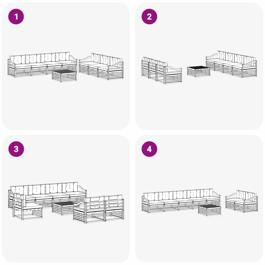 Set di divani da esterno 8 pcs Bianco e Crema 79 x 79 x 37 cm