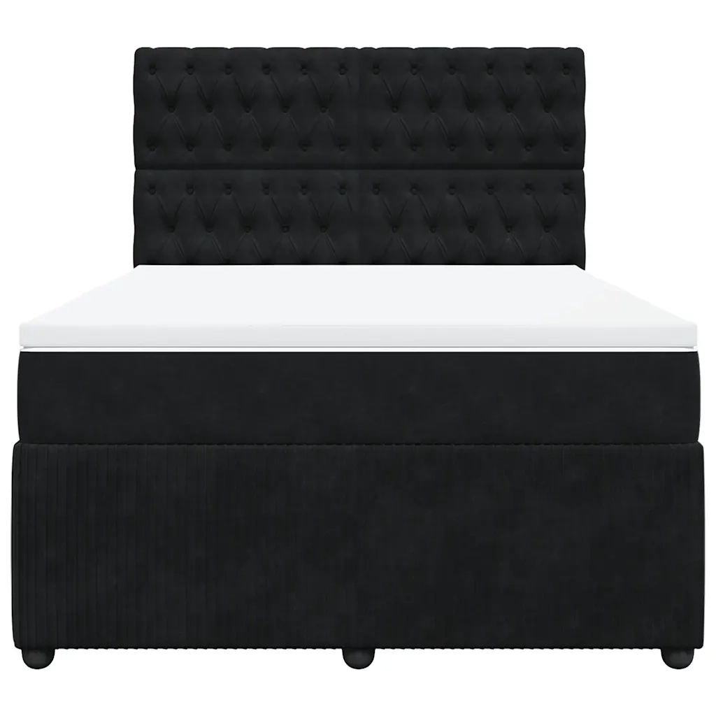 Giroletto a Molle con Materasso Nero 140x190 cm in Velluto