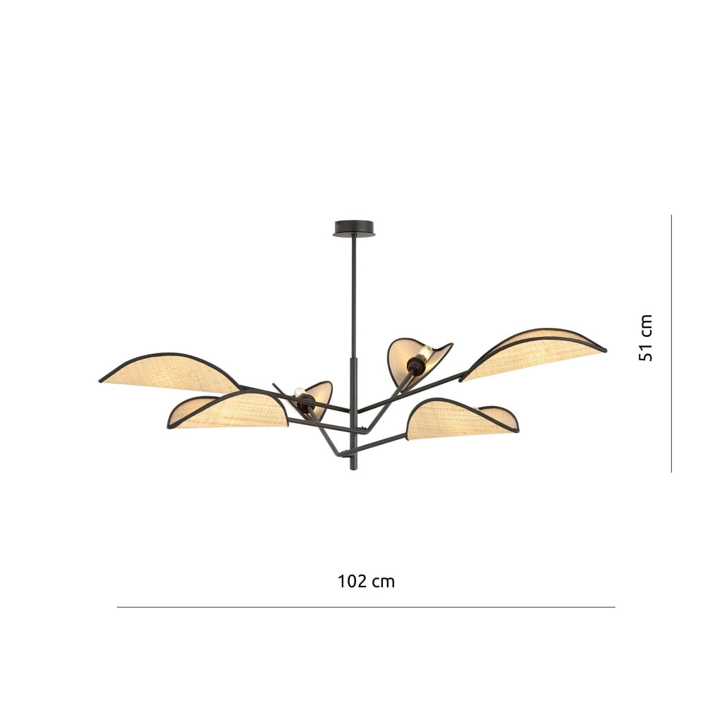 Lampadario Emibig VENE 6 6xE14 nero rattan dimmerabile